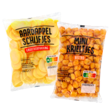 Aardappelschijfjes, mini krieltjes naturel, bistro of BBQ